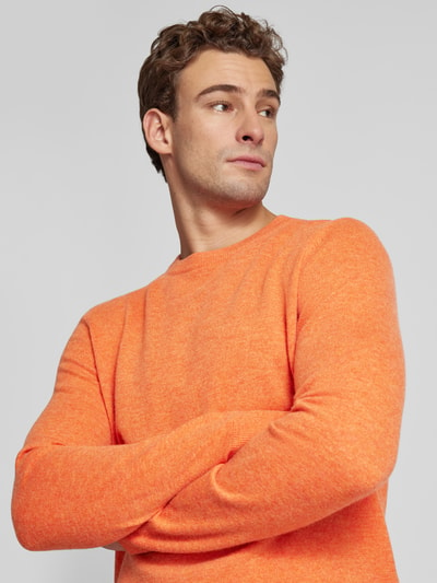 Christian Berg Men Strickpullover mit gerippten Abschlüssen Orange Melange 3