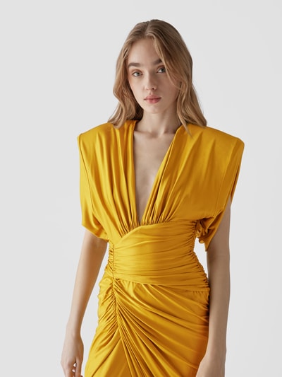 Alexandre Vauthier Midikleid mit Schulterpolstern Gelb 6