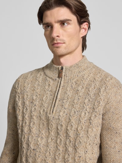 Fynch-Hatton Strickpullover mit gerippten Abschlüssen Hellgrau 3