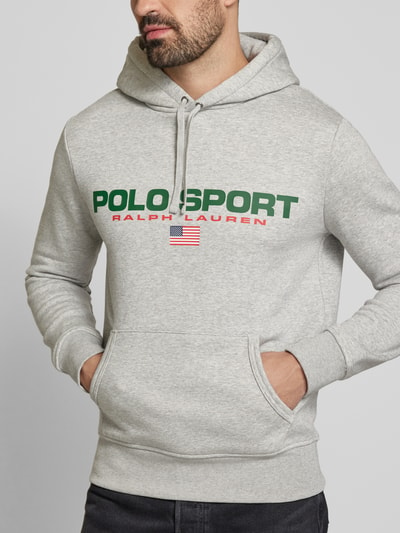 Polo Sport Hoodie mit Label-Print Hellgrau Melange 3