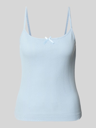 Produktfoto, Regular Fit Top aus reiner Baumwolle Modell 'MARIE' von Pieces, Optik: Unifarben, Struktur-Muster, hellblau, Rundhals, ohne Ärmel