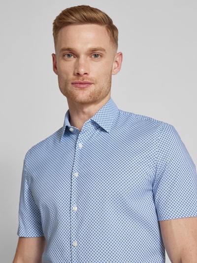 Jake*s Slim fit zakelijk overhemd met all-over motief Bleu - 3