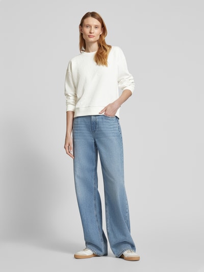 Tom Tailor Denim Regular Fit Sweatshirt mit Viskose-Anteil Offwhite 1