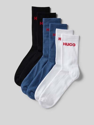 HUGO Socken mit Label-Print Modell 'RIB LOGO' im 6er-Pack Weiss 1