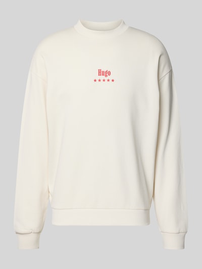 Produktfoto, Regular Fit Sweatshirt mit Happy Hugo Print von Hugo Blue, Mehrfarbig, Optik, reine Baumwolle, Rundhals-Ausschnitt, glatte Textur