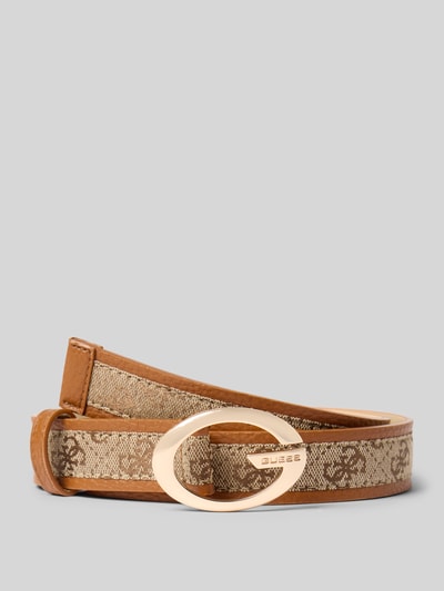 Productfoto, riem met Pinsluiting Model 'CAMDEN' van GUESS, smalle pasvorm, Contrastgarnering met logo-borduursel, leerlook, Breedte maat S: 3 cm