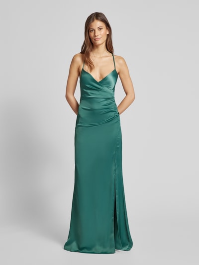 Jake*s Cocktail Abendkleid mit V-Ausschnitt Oliv Melange 4