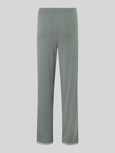 Produktfoto, Relaxed Fit Pyjama-Hose aus Viskose-Mix von Christian Berg Woman, feines Muster, Zierschleife, Spitzenbesatz, elastischer Bund