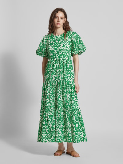 YAS Maxi-jurk met all-over motief, model 'GREENA' Groen - 4