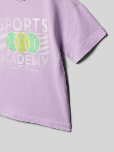 Produktfoto, Regular Fit T-Shirt aus Baumwoll-Mix von s.Oliver RED LABEL, Kinder T-Shirt, Optik: Unifarben, Motiv-Print, Rundhals, Kurzarm, reine Baumwolle, zartes Lila, glatte Struktur