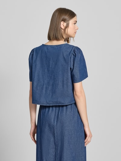 Pieces Relaxed Fit Blusenshirt aus reiner Baumwolle Modell 'TENIM' Dunkelblau 5