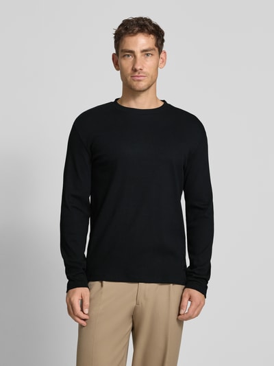 Tom Tailor Denim Regular fit shirt met lange mouwen van geribde katoenmix Zwart - 4