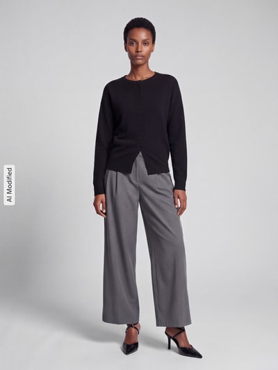 VERO MODA Kardigan rozpinany z okrągłym dekoltem Czarny 1