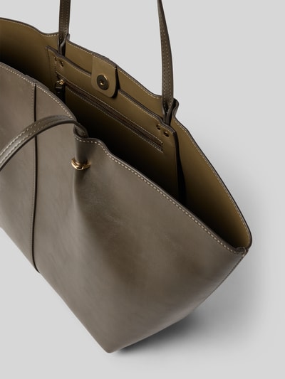 Produktfoto, Tote Bag mit Tragehenkel von Mango im Material-Mix, Magnetverschluss am Hauptfach, Innenfach mit Reißverschluss, olivefarben