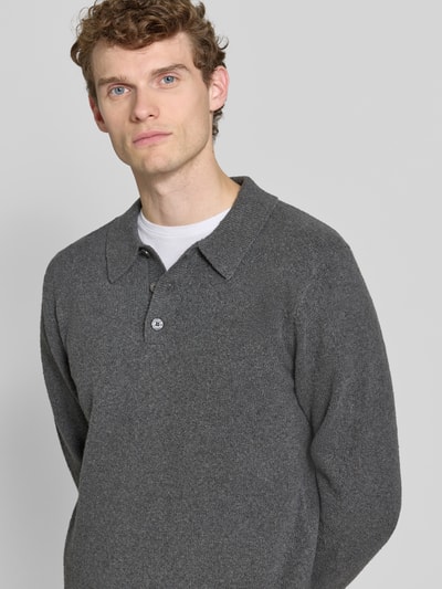 Jack & Jones Premium Strickpullover mit Polokragen Modell 'MAVERICK' Mittelgrau Melange 3