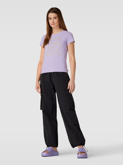 Tom Tailor Denim T-Shirt mit Statement-Print Flieder 1