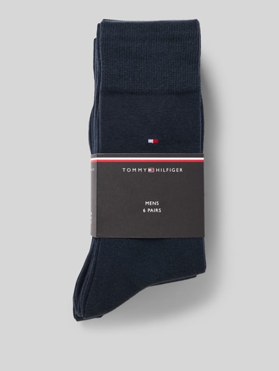 Produktfoto, Socken aus Baumwoll-Mix im 6er-Pack von Tommy Hilfiger in dunklem Blau mit feiner Struktur, Herren Socken von Tommy Hilfiger.
