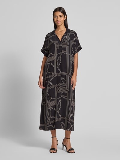 Jake*s Collection Midikleid mit Hemdblusenkragen Black 4