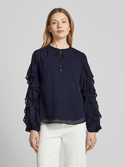 s.Oliver BLACK LABEL Loose Fit Chiffonbluse mit Rüschenärmeln Marine 4