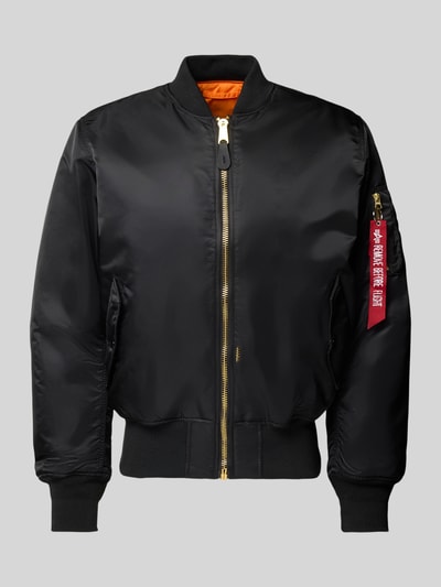 Alpha Industries Bomberjack met opstaande kraag en klepzakken Zwart - 2