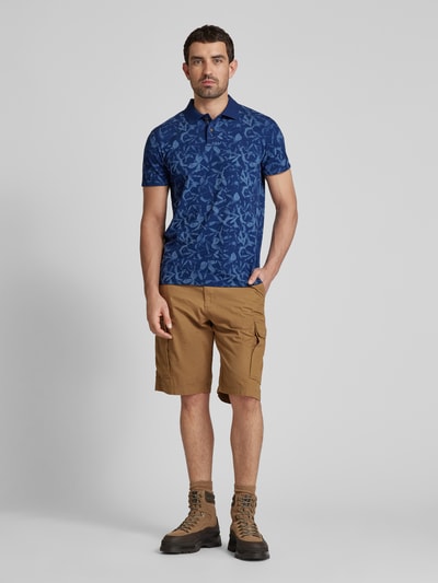 camel active Slim Fit Poloshirt mit floralem Muster Marine 1