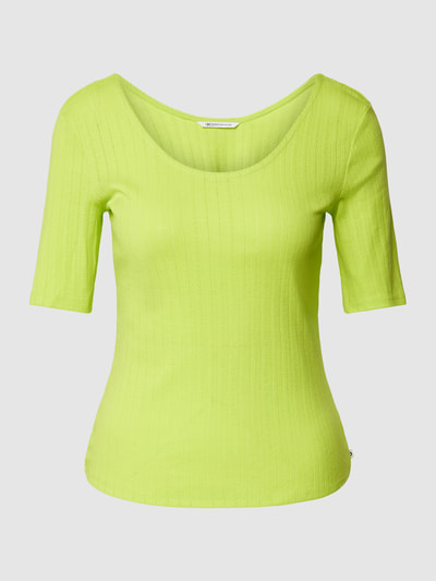 Tom Tailor Denim T-Shirt mit U-Ausschnitt Neon Gelb 2