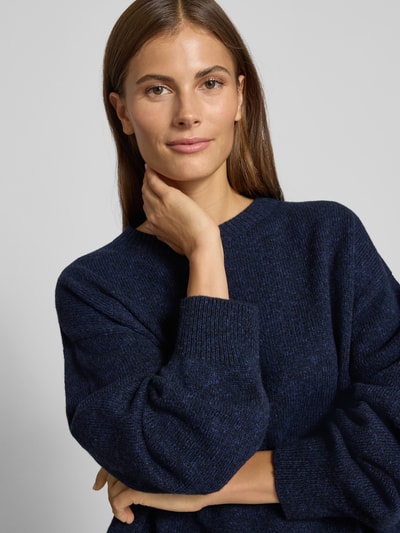 Drykorn Gebreide pullover met ribboorden, model 'MALESE' Marineblauw gemêleerd - 3
