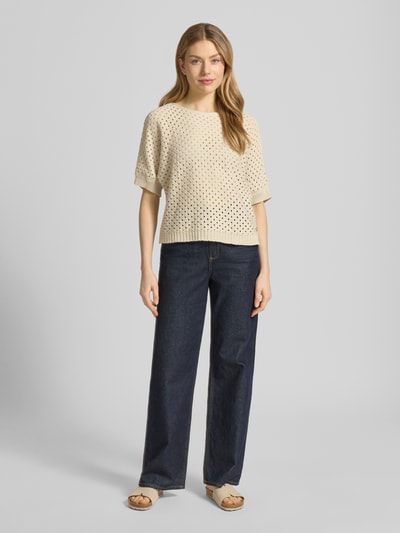 ZABAIONE Strickshirt mit U-Boot-Ausschnitt Modell 'Ho44liday' Sand 1