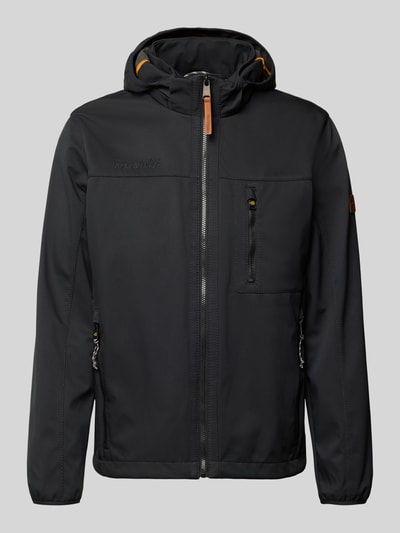 Produktfoto, Jacke mit Reißverschlusstaschen von camel active in Schwarz mit Kapuze, Tunnelzug, Label-Patch und Statement-Stitching, Gerade Passform, elastische Ärmelabschlüsse, Reißverschlusstaschen, Napoleontasche, Rückenlänge 71 cm, Schulterbreite 48 cm, Brustweite 60 cm, Ärmellänge 67 cm bei Größe 50.