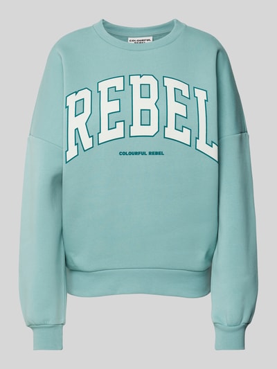 Colourful Rebel Sweatshirt mit Label-Print Helltuerkis 2