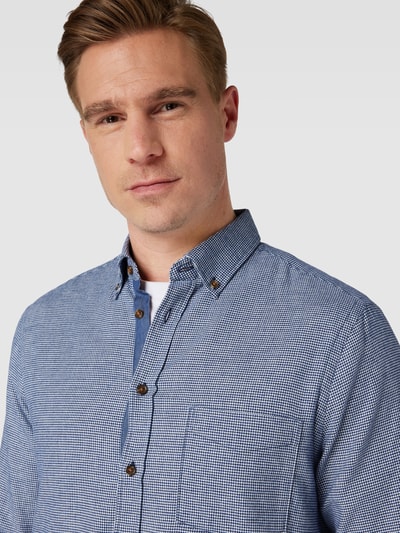 Christian Berg Men Flanellen overhemd met button-downkraag. Marineblauw - 3