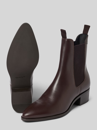 Produktfoto, dunkelbraune Stiefeletten aus echtem Rindsleder Modell 'St Broomly' von GANT, glatte Oberfläche, Damen Stiefeletten von GANT