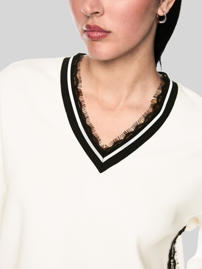Marc Cain Sweatshirt mit Spitzenbesatz Offwhite 3