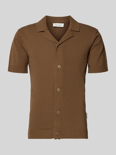 Productfoto, Regular Fit Freizeithemd met reverskraag model 'LINDHOLM' van Casual Friday, bruin, katoenmix, knoopsluiting, geribde boorden.