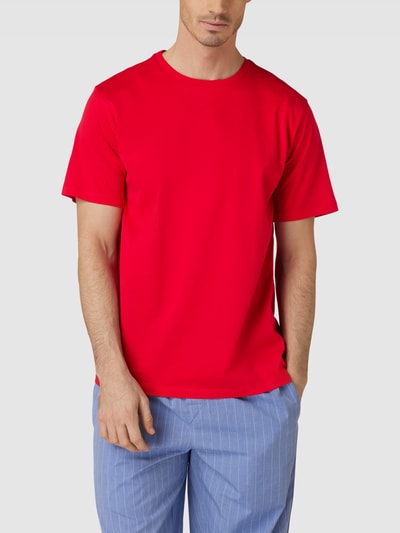 Schiesser Relaxed Fit T-Shirt mit geripptem Rundhalsausschnitt Rot 4