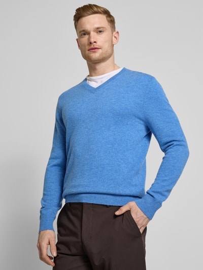 Christian Berg Men Wollpullover mit V-Ausschnitt und Kaschmir-Anteil Bleu Melange 3