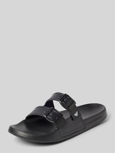 Emporio Armani Slides mit Dornschließen Modell 'Buckles Pool' Black 1