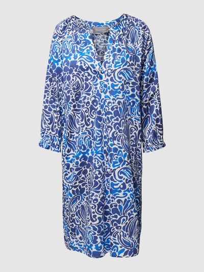 WHITE LABEL Midi-jurk met all-over motief Marineblauw - 2