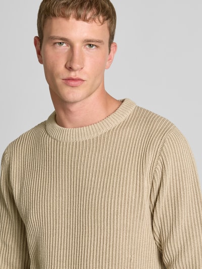 Jack & Jones Strickpullover mit gerippten Abschlüssen Modell 'DOVER' Beige 3