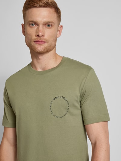 Marc O'Polo T-shirt met labelprint Olijfgroen - 3