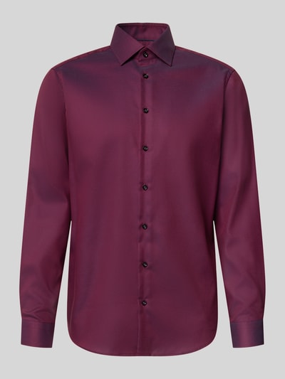 Christian Berg Men Regular Fit Businesshemd aus Baumwolle mit Kentkragen Bordeaux 2