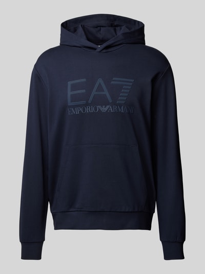 EA7 Emporio Armani Hoodie met labelprint Marineblauw - 1