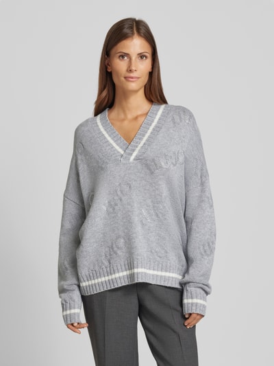 LIU JO SPORT Gebreide pullover met strass-steentjes Lichtgrijs gemêleerd - 4