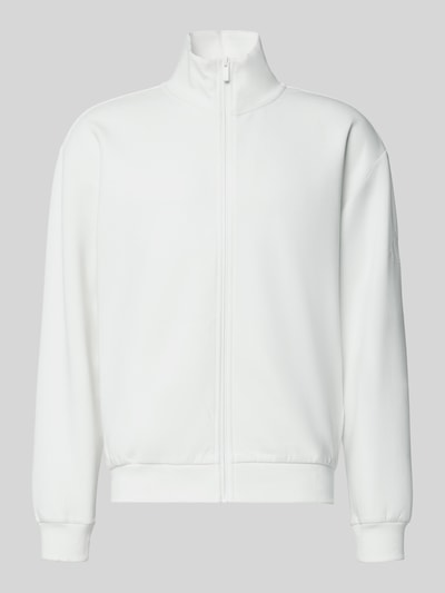 Produktfoto, Regular Fit Sweatjacke aus reiner Baumwolle von adidas Sportswear in Optik: Unifarben, Reißverschluss, Logo-Print, Stehkragen, Langarm, Material: Reine Baumwolle