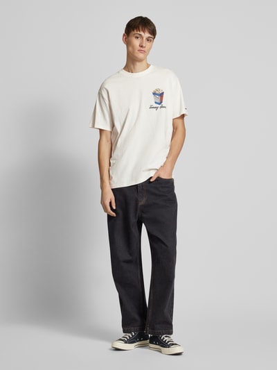 Tommy Jeans Relaxed Fit T-Shirt mit Logo-Stitching Modell 'NOVELTY' Offwhite 1