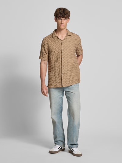 Only & Sons Freizeithemd mit Knopfleiste Modell 'BRADDOCK' Beige 1