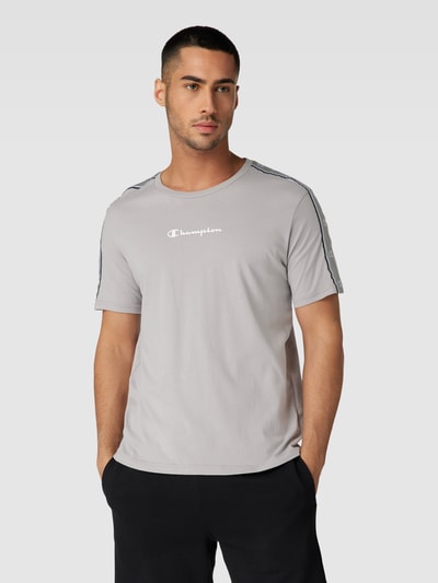 Champion T-Shirt mit Label-Print Modell 'Tape' Hellgrau 4
