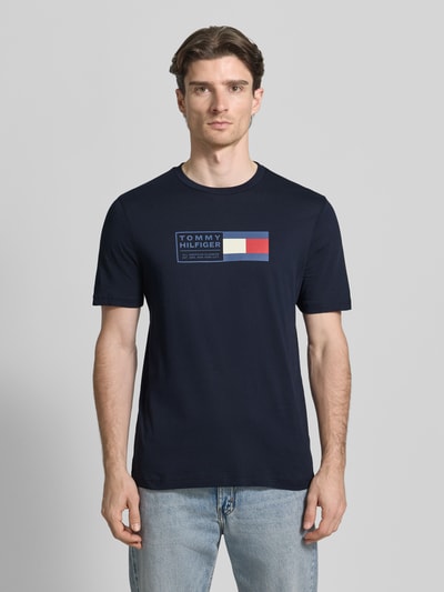 Tommy Hilfiger t-shirt o kroju regular fit z czystej bawełny Granatowy 4