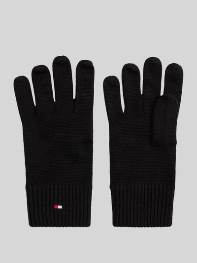 Tommy Hilfiger Rękawiczki z mieszanki bawełny i kaszmiru model 'ESSENTIALS FLAG' Czarny 1