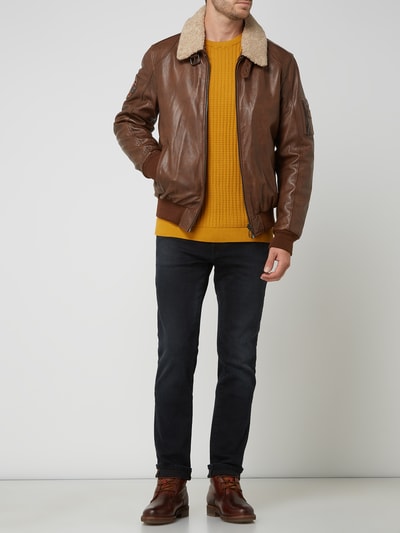 Milestone Lederjacke aus Lammnappa Modell 'Timur' Cognac 1